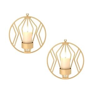 Set of 2 Tealight Candle Wall Sconces in Gold